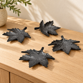 Dark Maple Leaf Accent Dishes - Set of 4