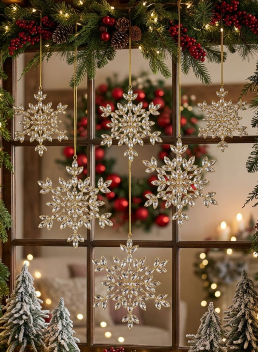 Silver-Glass Snowflake Ornaments - Set of 6 - view 1