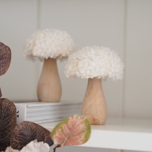 Cream Loop-Texture Mushroom Ornaments - Set of 2 - view 2