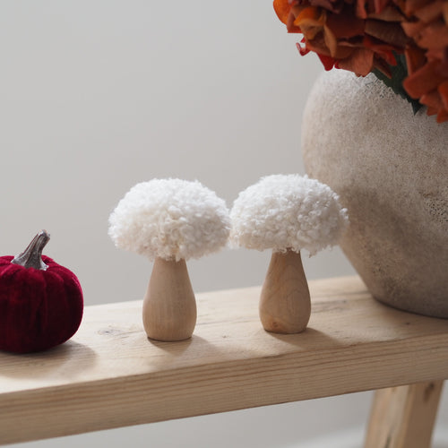 Cream Loop-Texture Mushroom Ornaments - Set of 2 - view 1
