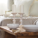 Whitewashed Wood Pillar Candle Holders - Pair - view 4