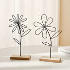 Dark Metal Flower Sculptures - Set of 2 - view 1