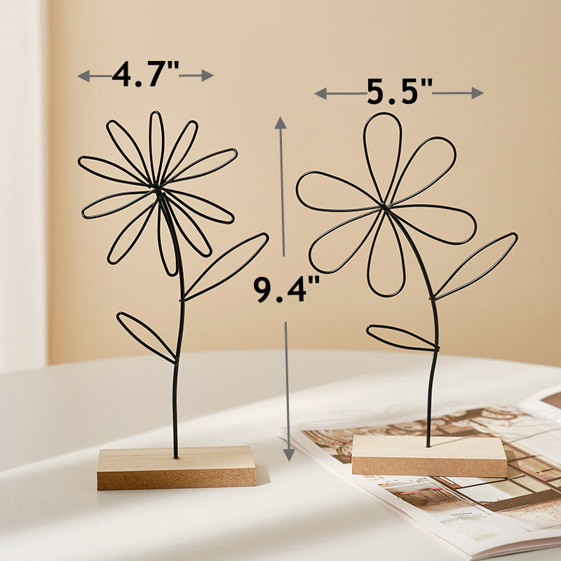 Dark Metal Flower Sculptures - Set of 2 - view 2